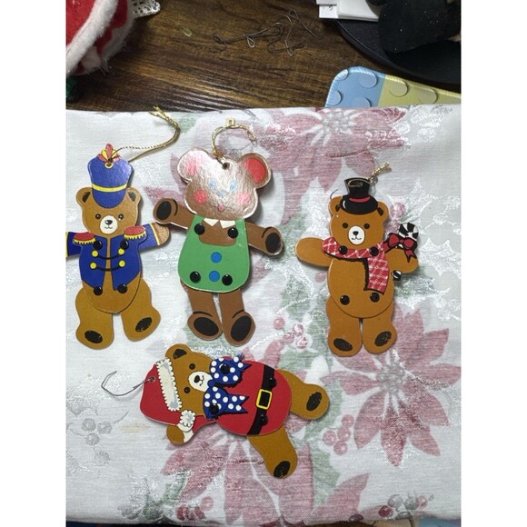 Vtg 60s 70s Lot 4 Cardboard Japan Ornaments Bears Jointed Arms Legs 5" Die Cut - Picture 6 of 9